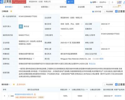 明冠新材戰略布局新能源產業鏈，斥資1億元設立電池與光熱業務子公司